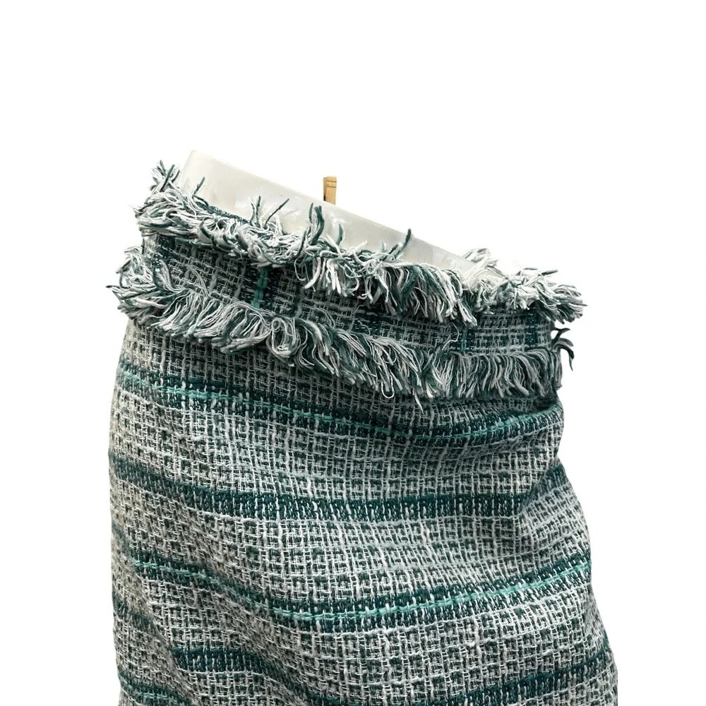 Tory Burch Nora Skirt‎ Women 14 Blue New Tweed Fringe Sequin Mini 12121334